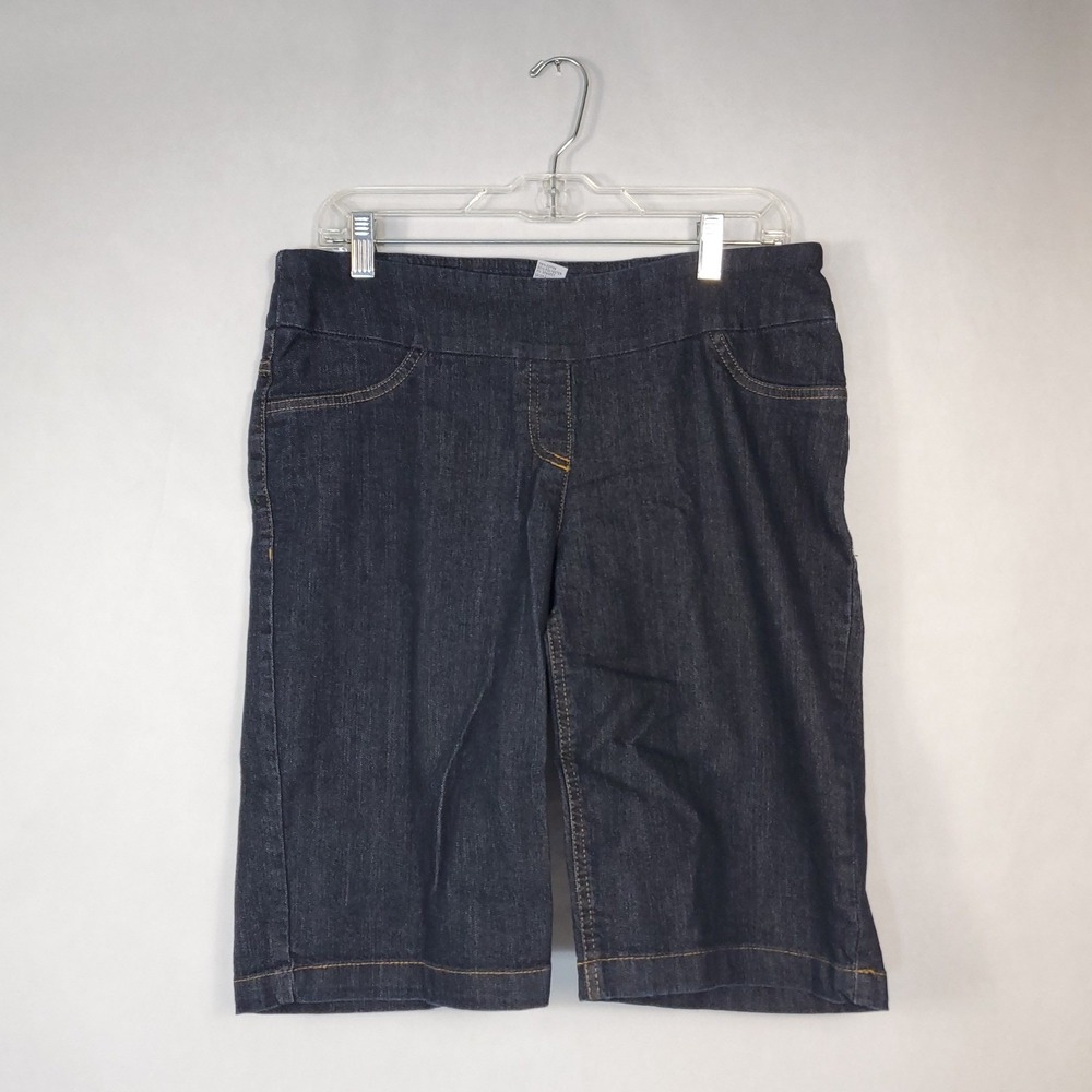 Alia Womens Dark Wash Pull On Denim Bermuda Shorts Blue Size 12 Stretch Pocket